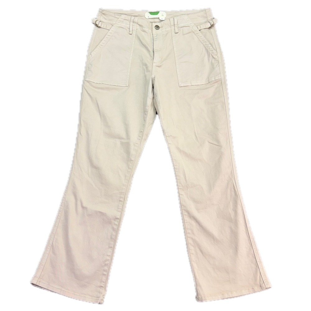 Anthropologie Cargo Pants Women 30 Beige Khaki Utility Kick Flare Cinch Waist